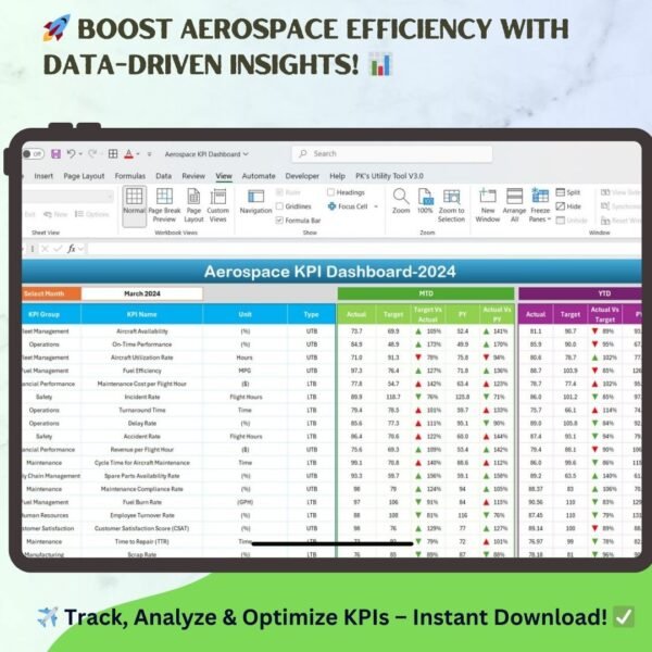 Aerospace KPI Dashboard in Excel