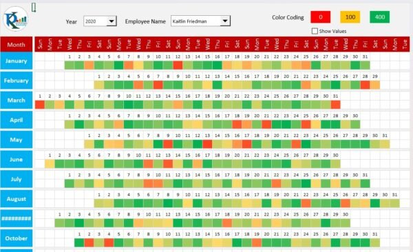 Annual Sales Calendar for Sales Dashboard in Excel - Image 2