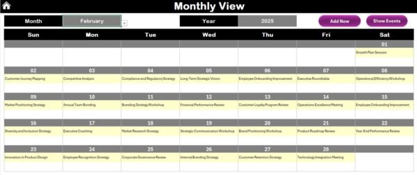 Annual Strategic Planning Calendar in Excel - Image 6