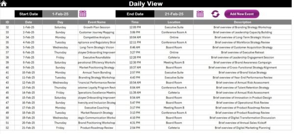 Annual Strategic Planning Calendar in Excel - Image 7