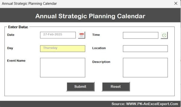 Annual Strategic Planning Calendar in Excel - Image 10