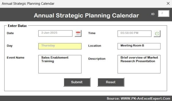 Annual Strategic Planning Calendar in Excel - Image 9