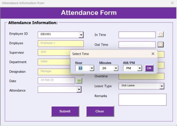 Attendance and Overtime Dashboard in Excel - Image 4