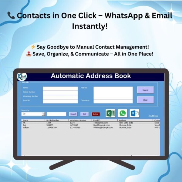 Automated Address Book with Auto WhatsApp and Email