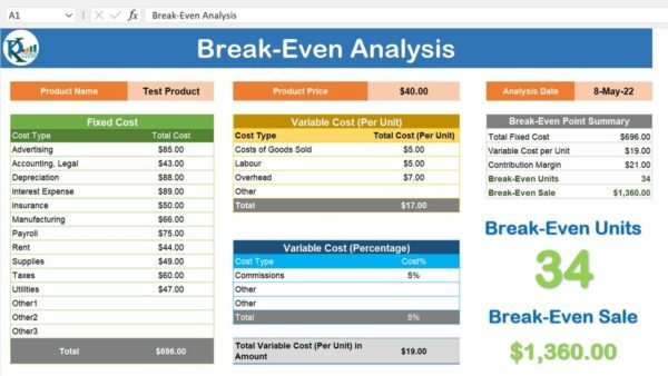 Break-Even Analysis Template in Excel - Image 2