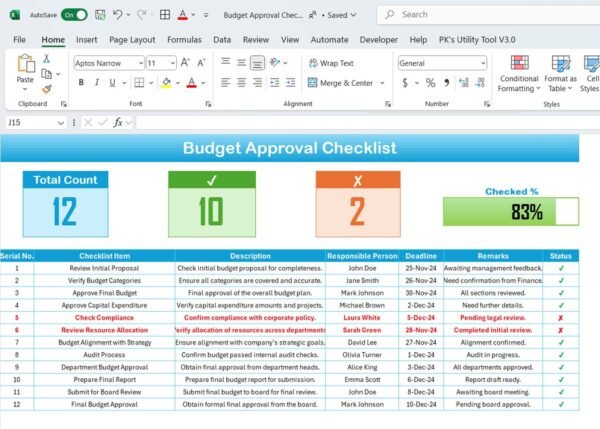 Budget Approval Checklist in Excel - Image 2