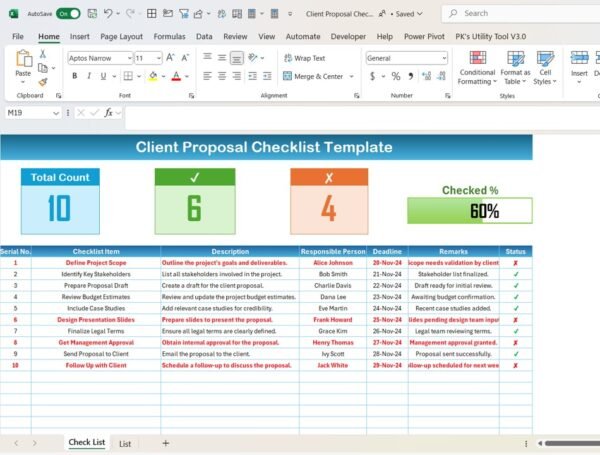 Client Proposal Checklist Template in Excel - Image 2