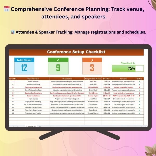 Conference Setup Checklist in Excel
