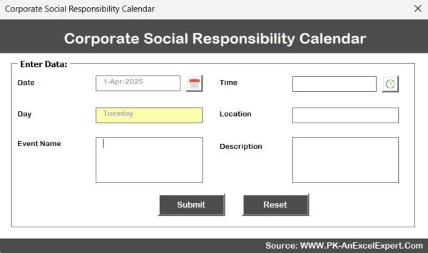 Corporate Social Responsibility Calendar in Excel - Image 5