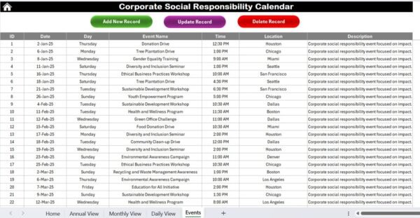 Corporate Social Responsibility Calendar in Excel - Image 8