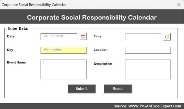 Corporate Social Responsibility Calendar in Excel - Image 9