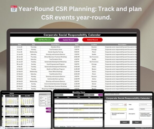 Corporate Social Responsibility Calendar in Excel