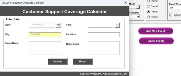 Customer Support Coverage Calendar in Excel - Image 4