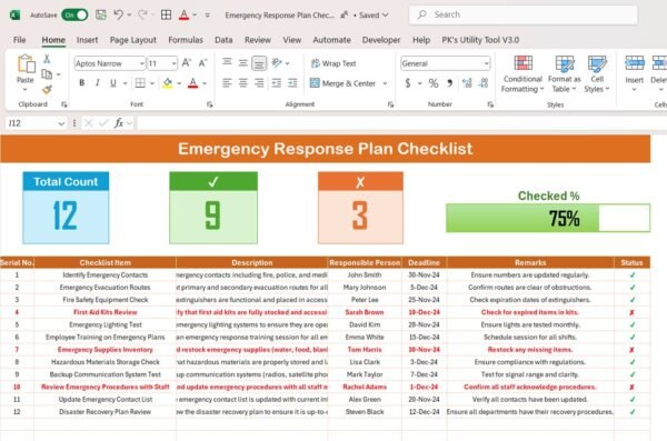 Emergency Response Plan Checklist in Excel - Image 2