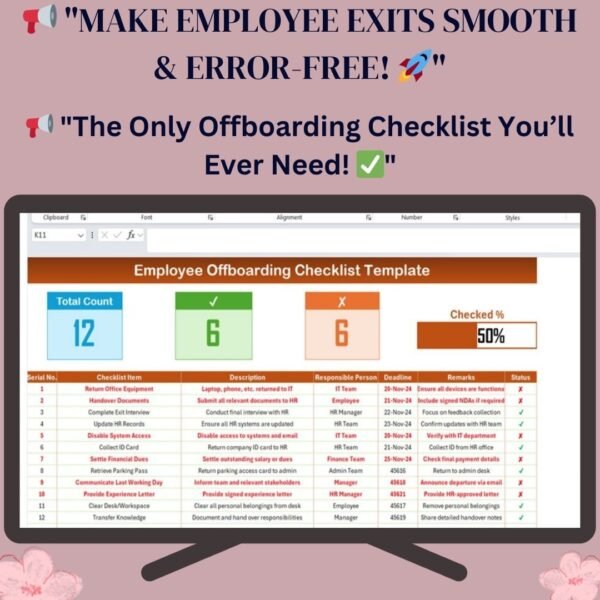 Employee Offboarding Checklist Template in Excel