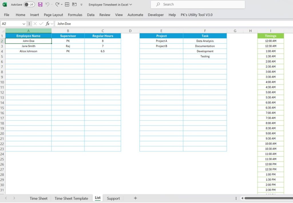 Advanced Employee Time Sheet in Excel - Next Gen Templates