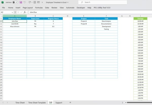 Advanced Employee Time Sheet in Excel - Image 3