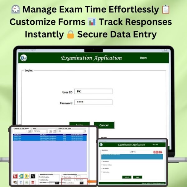 Exam Application Form with Timer