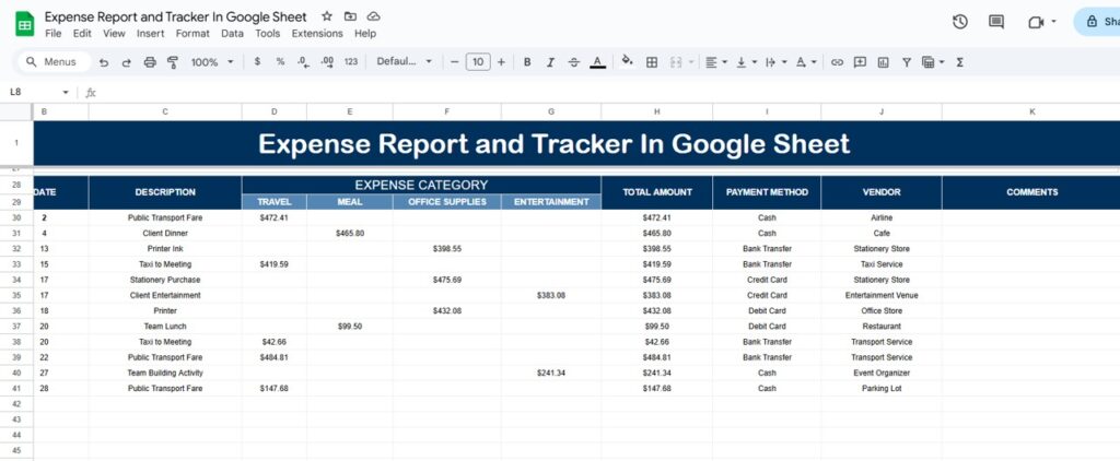 Expense Report and Tracker in Google Sheets - Next Gen Templates