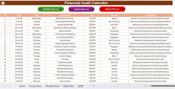 Financial Audit Calendar in Excel - Image 8