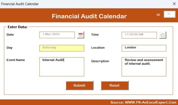 Financial Audit Calendar in Excel - Image 10