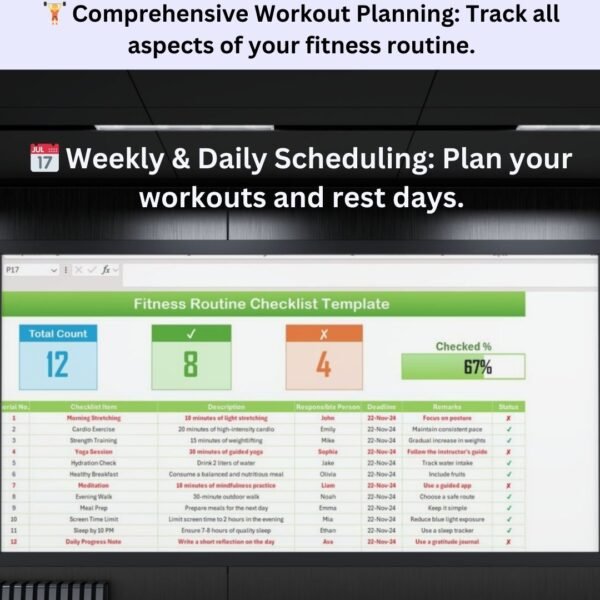 Fitness Routine Checklist Template in Excel