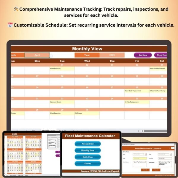 Fleet Maintenance Calendar in Excel