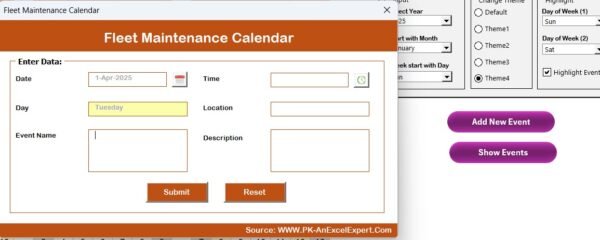 Fleet Maintenance Calendar in Excel - Image 5