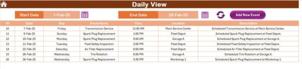 Fleet Maintenance Calendar in Excel - Image 7