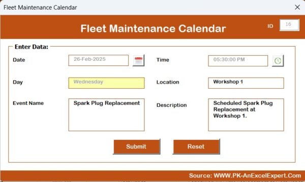 Fleet Maintenance Calendar in Excel - Image 10