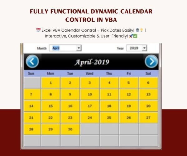 Fully Functional Dynamic Calendar Control in VBA