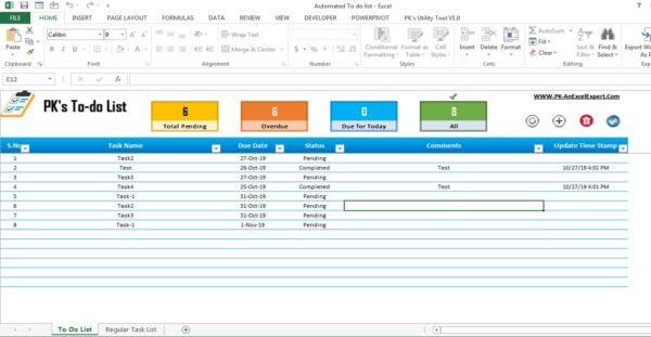 Fully Functional To-do List in Excel - Image 2