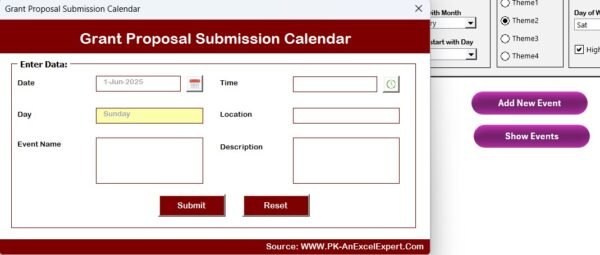 Grant Proposal Submission Calendar in Excel - Image 5