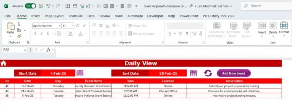 Grant Proposal Submission Calendar in Excel - Image 7