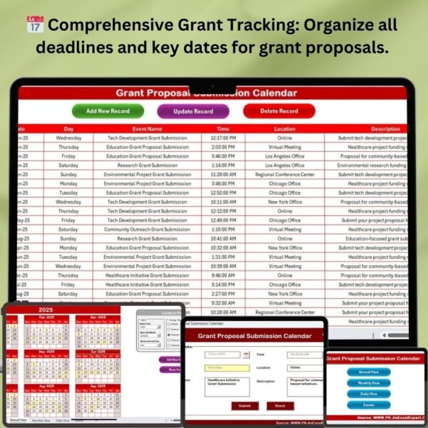 Grant Proposal Submission Calendar in Excel