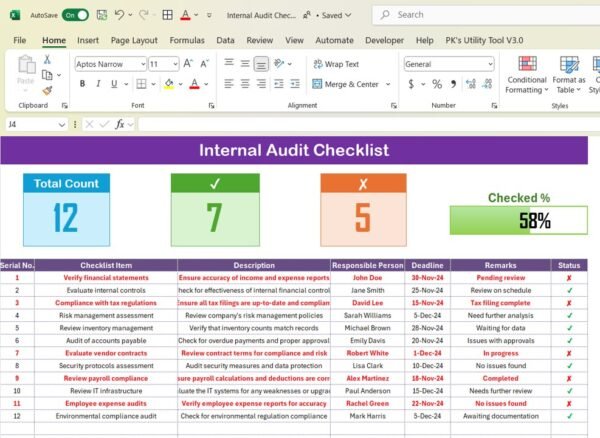 Internal Audit Checklist in Excel - Image 2