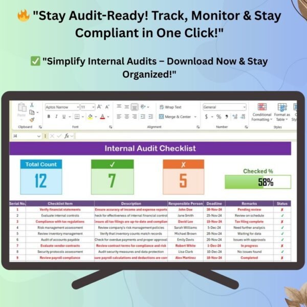 Internal Audit Checklist in Excel