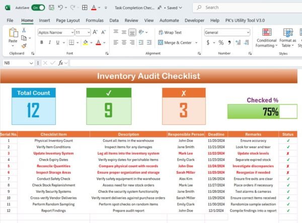 Inventory Audit Checklist in Excel - Image 2