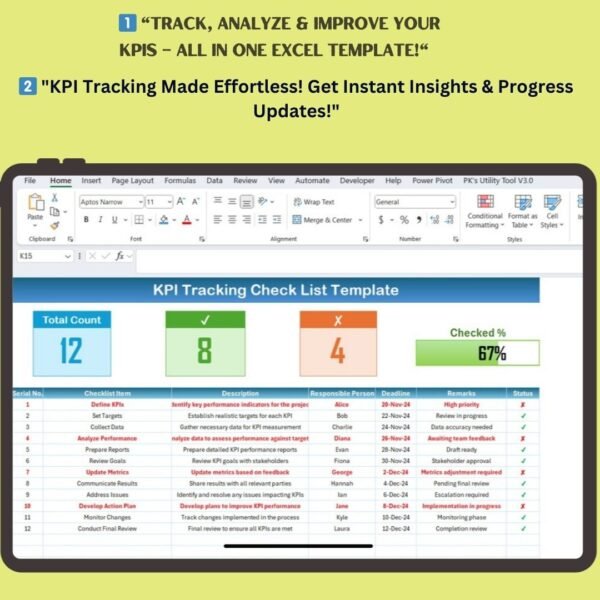 KPI Tracking Check List Template in Excel