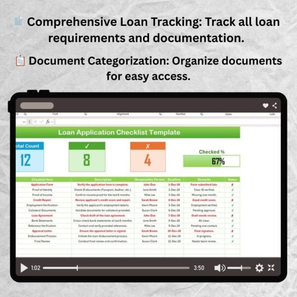 Loan Application Checklist Template in Excel