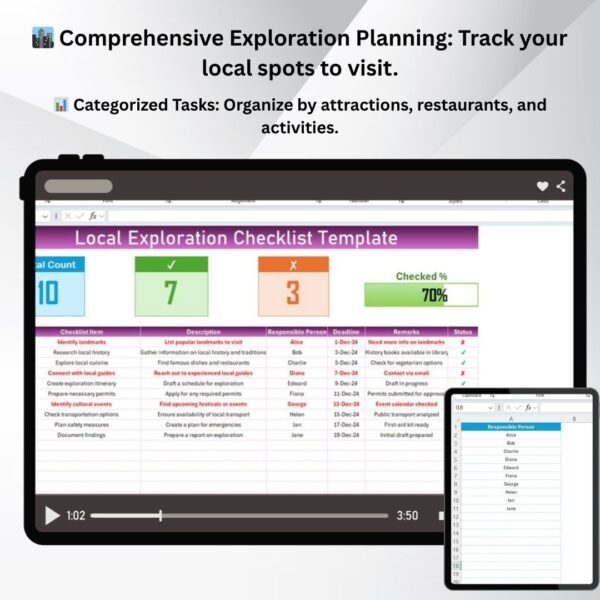 Local Exploration Checklist Template in Excel