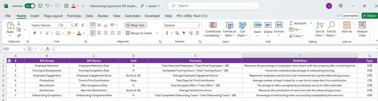 Onboarding Experience KPI Dashboard in Excel - Image 7