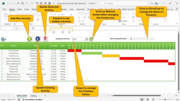 Pro Gantt Chart in Excel with data entry form - Image 2