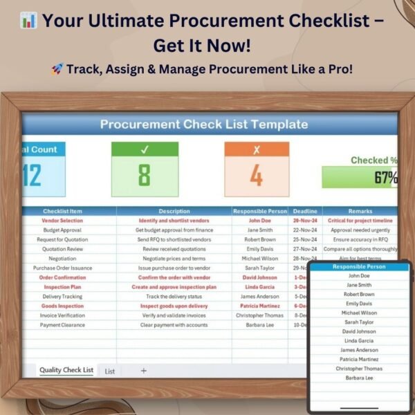 Procurement Checklist Template in Excel