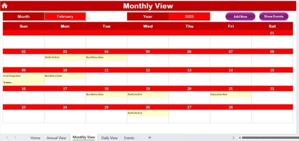 Product Expiration Date Calendar in Excel - Image 6