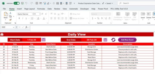 Product Expiration Date Calendar in Excel - Image 7