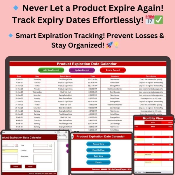 Product Expiration Date Calendar in Excel