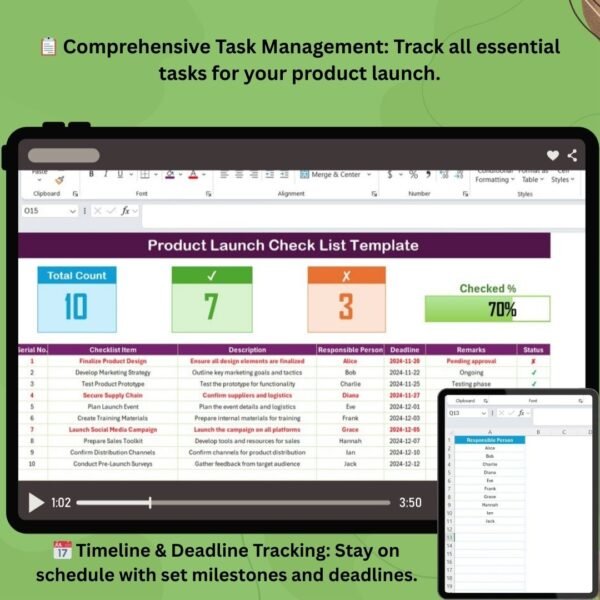 Product Launch Checklist Template in Excel