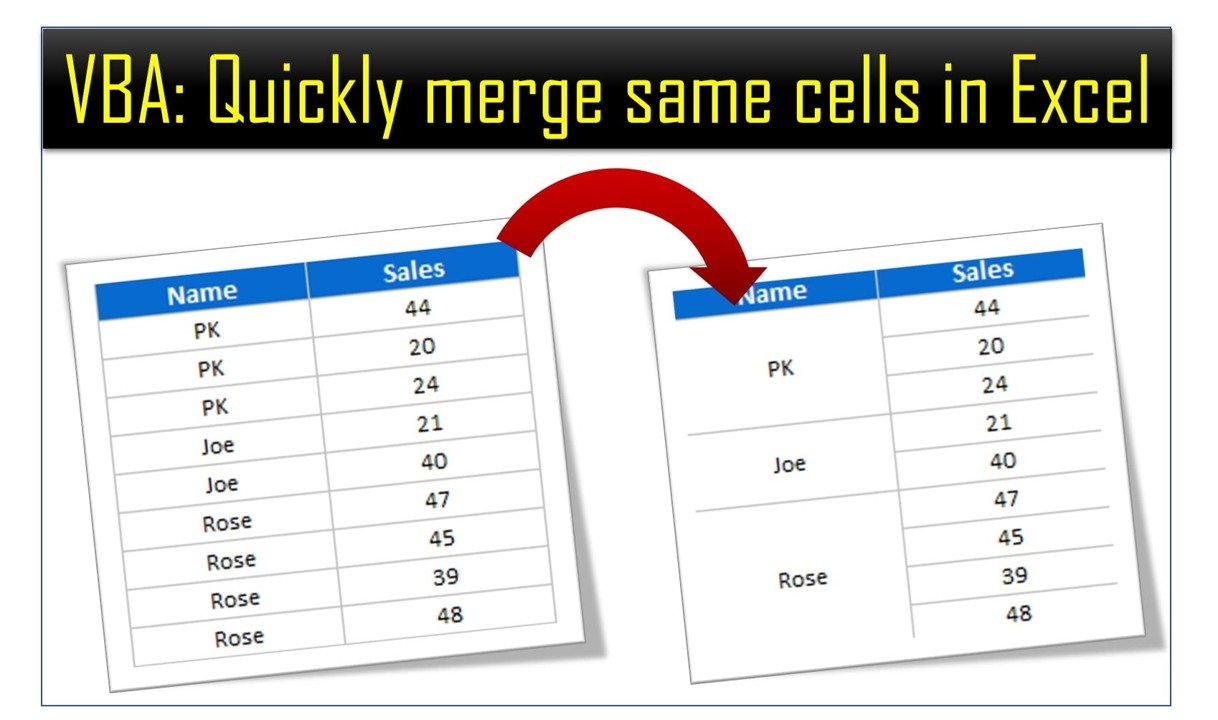 merge cells with same value
