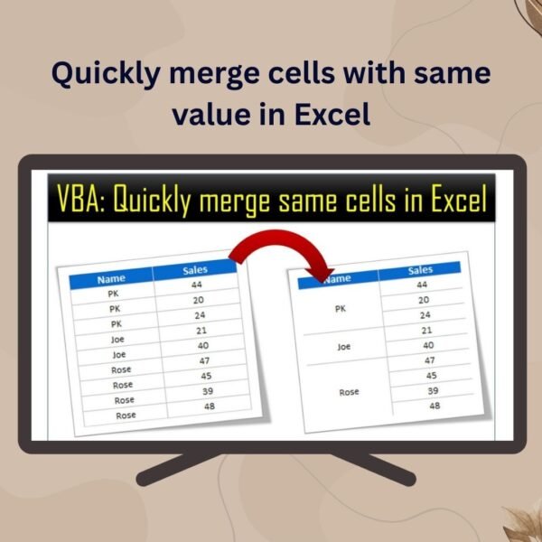 Quickly merge cells with same value in Excel